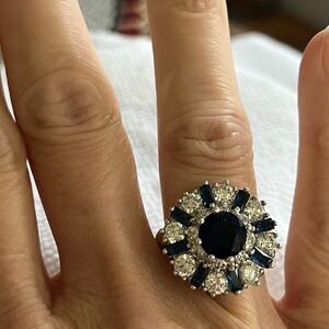 Elegant Silver and Blue Gemstone Ring